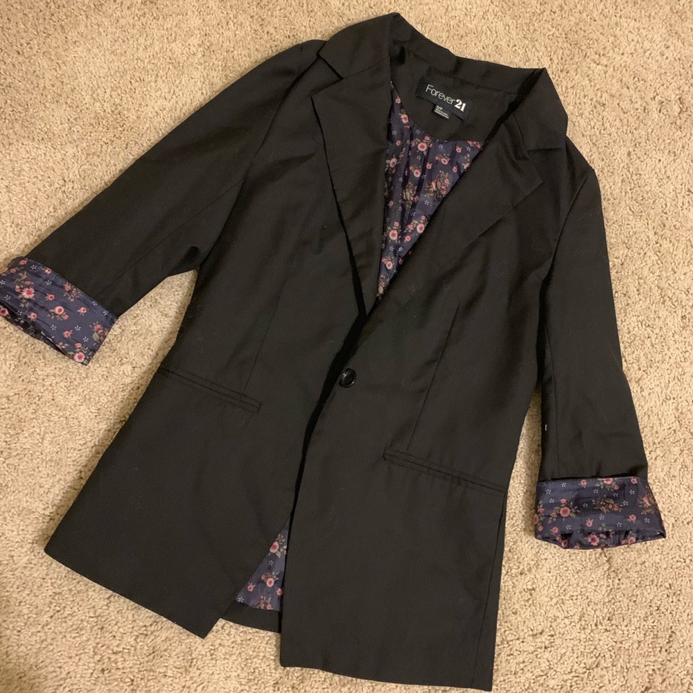 Black blazer with floral print